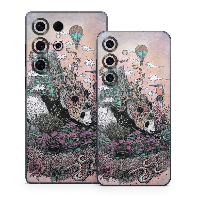 Samsung Galaxy S25 Series Skin design of Illustration, Art, Fictional character, Printmaking, Marsupial, Graphic design, Rodent, Possum, with gray, black, red, blue, purple colors
