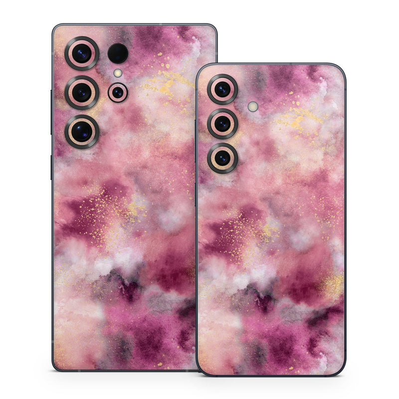 Samsung Galaxy S25 Series Skin design of Purple, Pink, Magenta, Pattern, Plant, Art, Flower, Peach, Event, Petal, with white, black, red, purple, yellow, pink colors