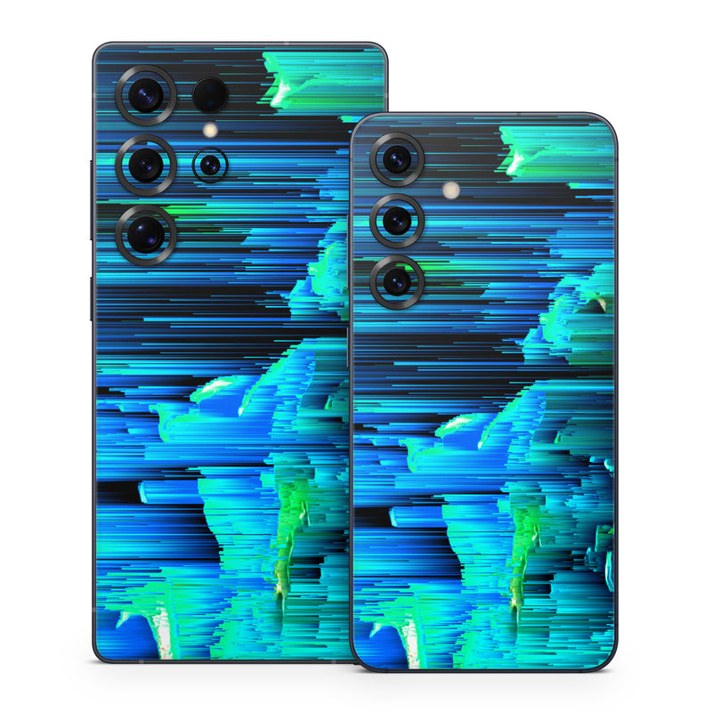 Samsung Galaxy S25 Series Skin design of Blue, Green, Turquoise, Light, Colorfulness, Electric blue, with blue, green, black, white colors