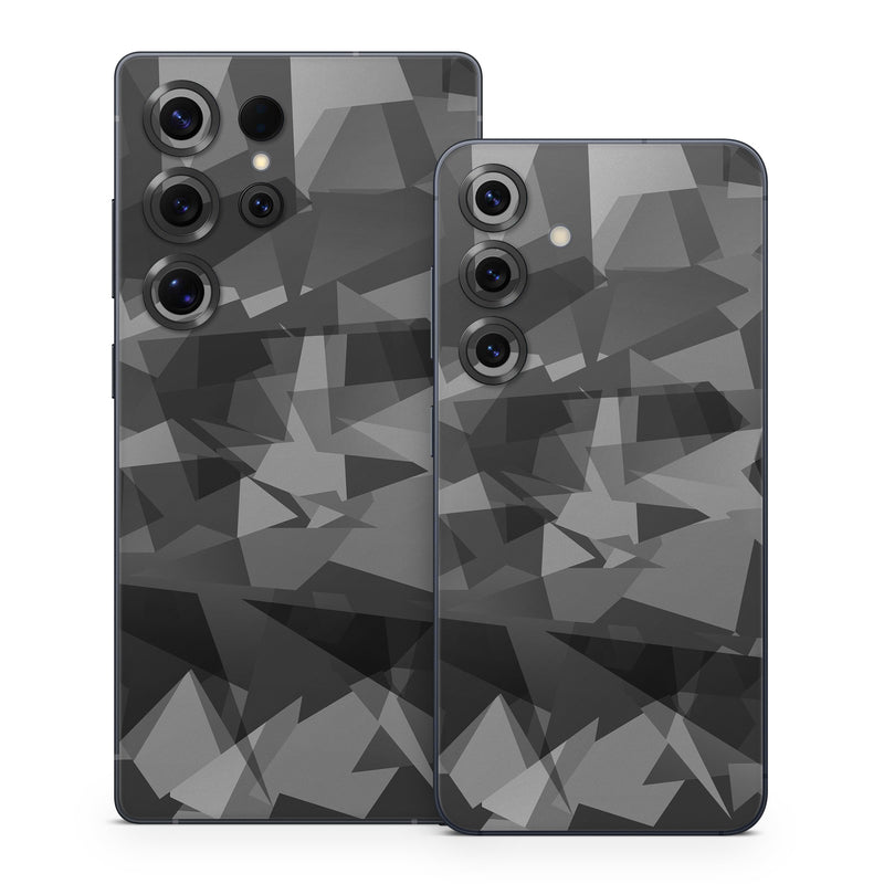 Samsung Galaxy S25 Series Skin design of Black, Pattern, Triangle, Black-and-white, Monochrome, Grey, Design, Line, Architecture, Monochrome photography, with black, gray colors