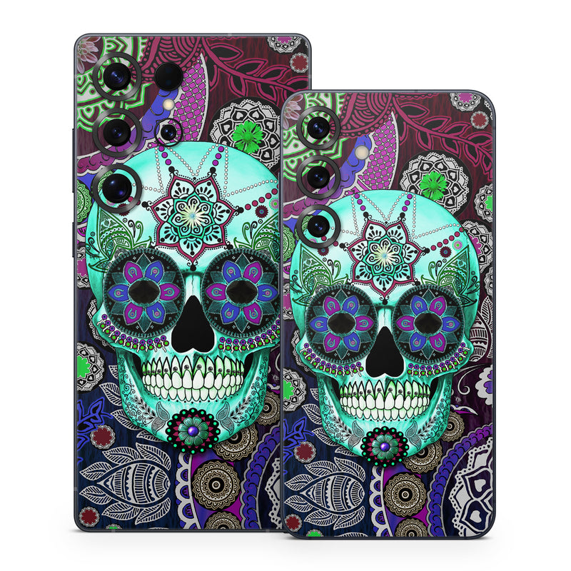 Samsung Galaxy S25 Series Skin design of Psychedelic art, Pattern, Skull, Purple, Bone, Violet, Design, Visual arts, Art, Magenta, with blue, green, purple, red, green, pink colors