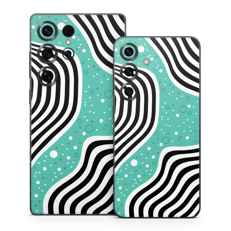 Samsung Galaxy S25 Series Skin design of White, Rectangle, Art, Line, Aqua, Pattern, Electric blue, Visual arts, Font, Graphics, with white, black, blue, green colors