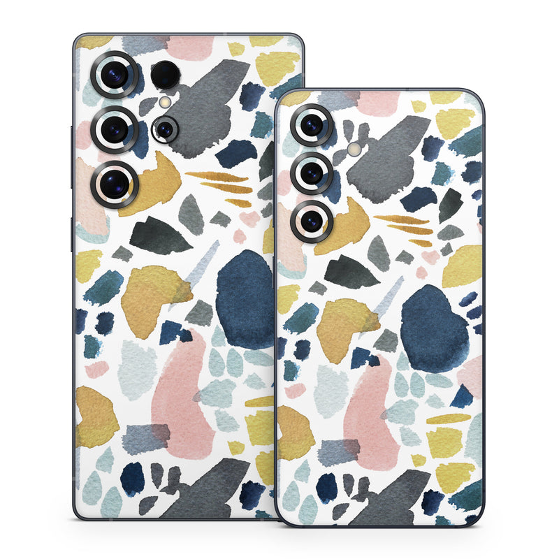 Samsung Galaxy S25 Series Skin design of Pattern, Aqua, Teal, Design, Textile, with white, blue, yellow, orange, pink, black colors