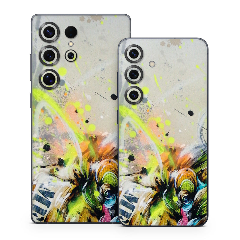 Samsung Galaxy S25 Series Skin design of Watercolor paint, Graphic design, Illustration, Acrylic paint, Art, Modern art, Painting, Visual arts, Paint, Graphics, with gray, black, green, red, blue colors