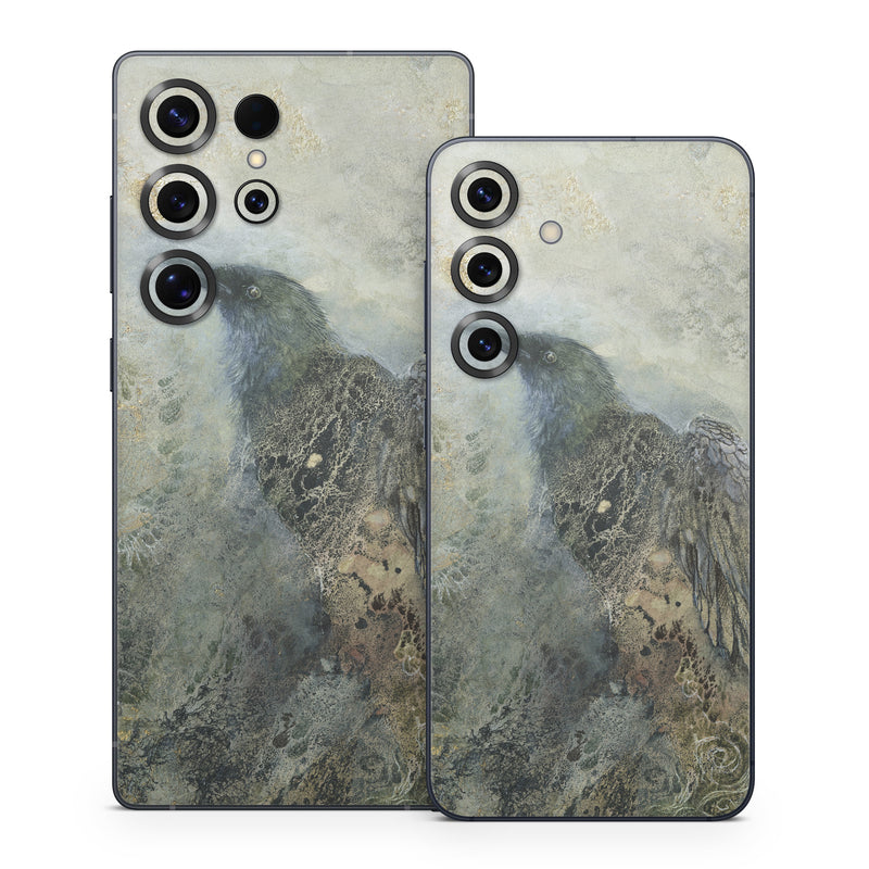 Samsung Galaxy S25 Series Skin design of Painting, Water, Geology, Art, Rock, Watercolor paint, Illustration, with black, gray, white, blue colors
