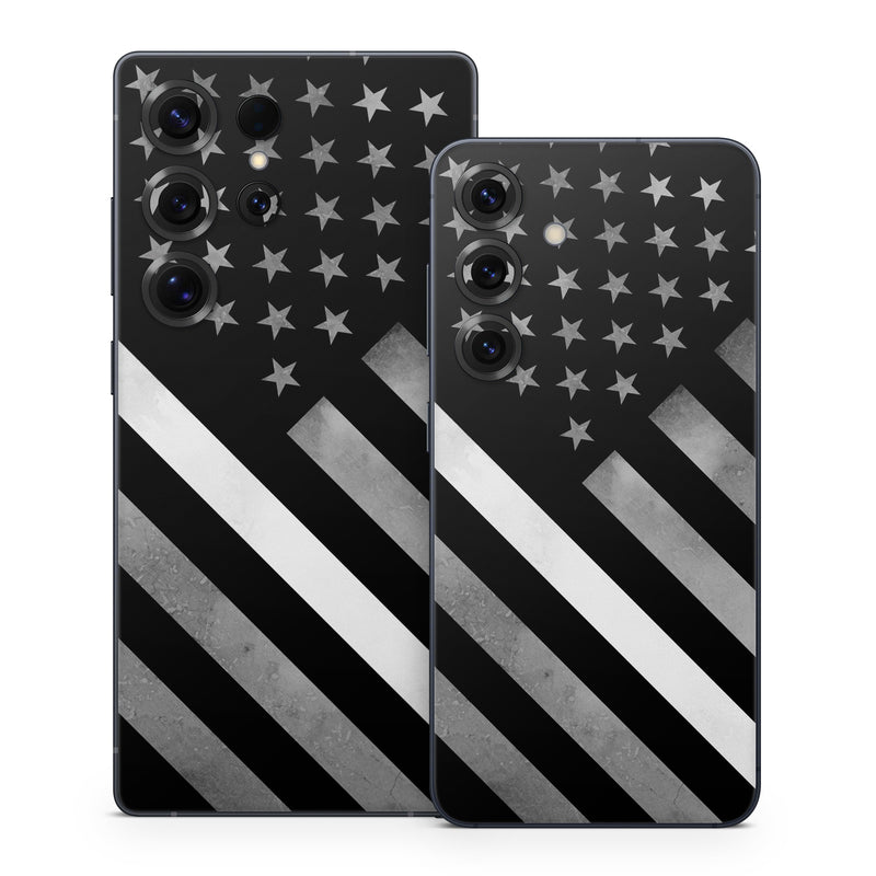 Samsung Galaxy S25 Series Skin design of Black, Black-and-white, Pattern, Monochrome Photography, Line, Flag Of The United States, Monochrome, Flag, Design, Font, Photography, Style, Parallel, with black, white, gray colors