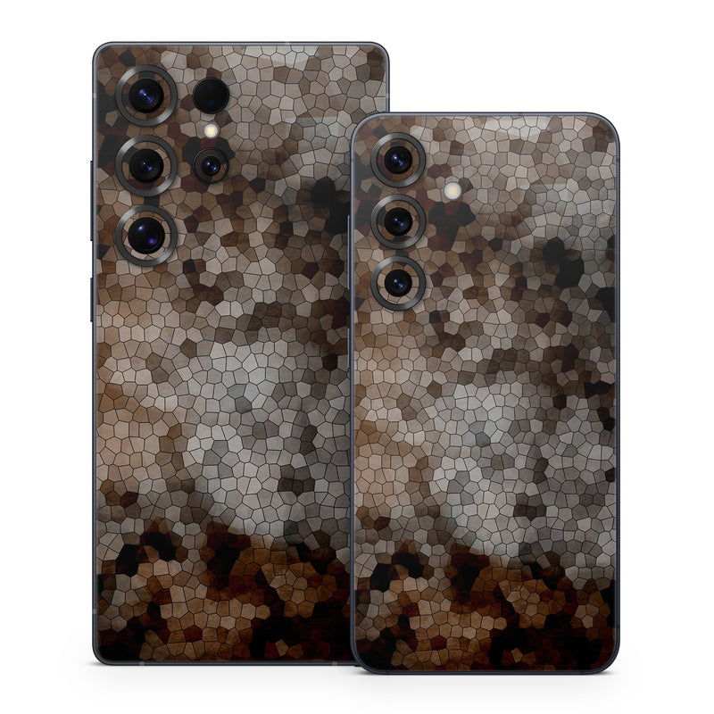 Samsung Galaxy S25 Series Skin design of Brown, Design, Soil, Pattern, Rock, Rust, Granite, Metal, with black, white, gray, brown colors