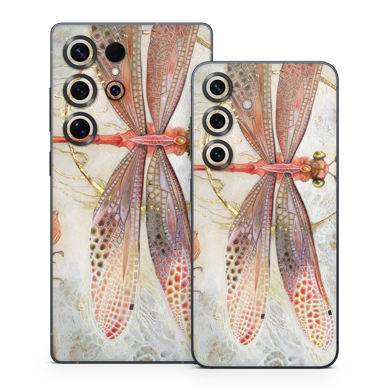Samsung Galaxy S25 Series Skin design of Watercolor paint, Botany, Flower, Illustration, Floral design, Painting, Plant, Coquelicot, Art, Still life photography, with red, yellow, gray colors