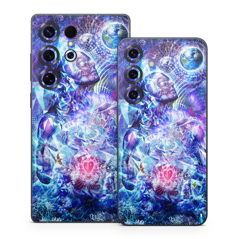 Samsung Galaxy S25 Series Skin design of Blue, Purple, Violet, Lavender, Majorelle blue, Psychedelic art, Electric blue, Organism, Art, Design, with blue, green, purple, red, pink colors