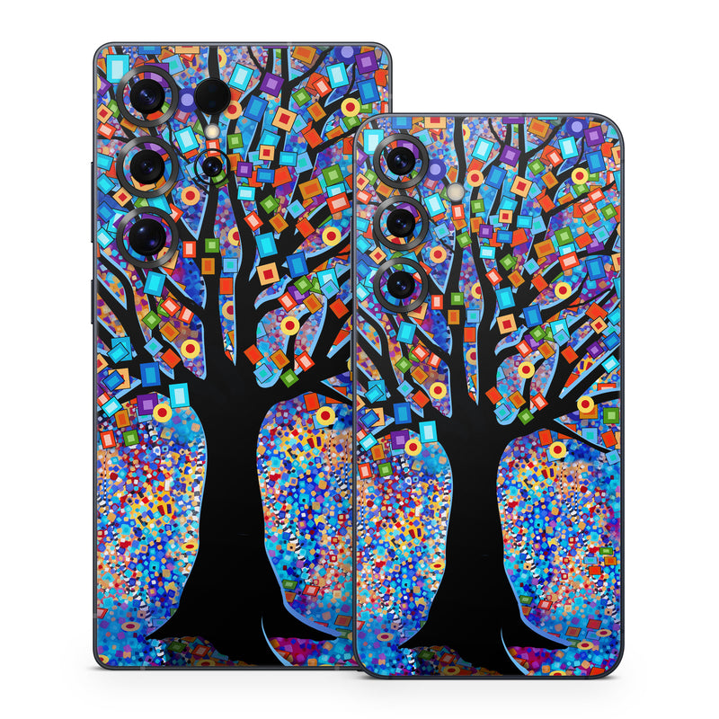 Samsung Galaxy S25 Series Skin design of Psychedelic art, Modern art, Art, with black, blue, red, orange, yellow, green, purple colors