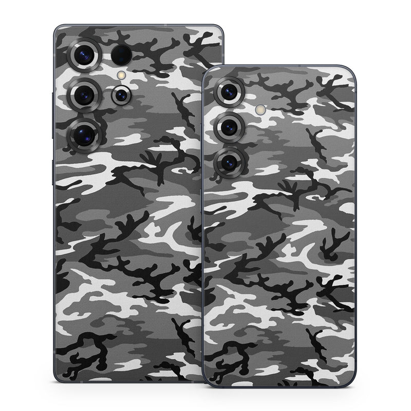Samsung Galaxy S25 Series Skin design of Military camouflage, Pattern, Clothing, Camouflage, Uniform, Design, Textile, with black, gray colors