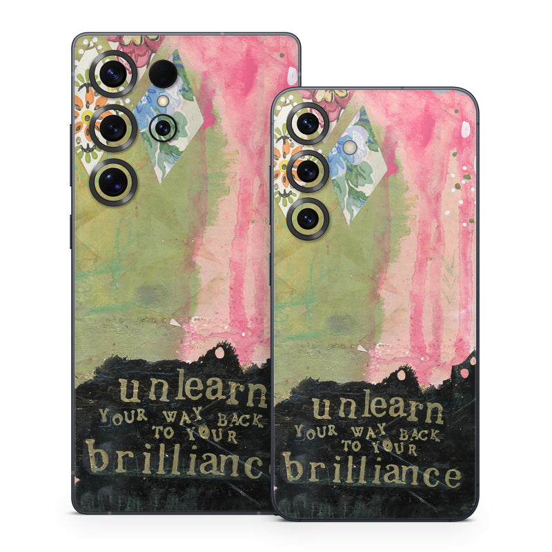 Samsung Galaxy S25 Series Skin design of Green, Pink, Textile, Pattern, Art, Visual arts, Magenta, Linens, Quilting, with red, pink, black, green colors