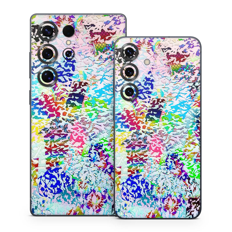 Samsung Galaxy S25 Series Skin design of Textile, Visual arts, Mixture, Creative arts, Modern art, Pattern, with white, blue, green, black, red, pink, yellow, purple colors