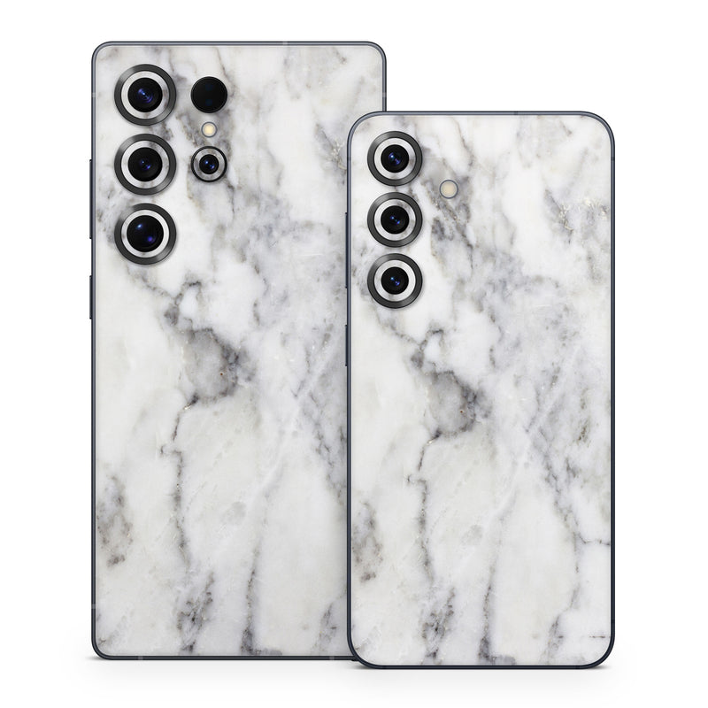 Samsung Galaxy S25 Series Skin design of White, Geological phenomenon, Marble, Black-and-white, Freezing, with white, black, gray colors