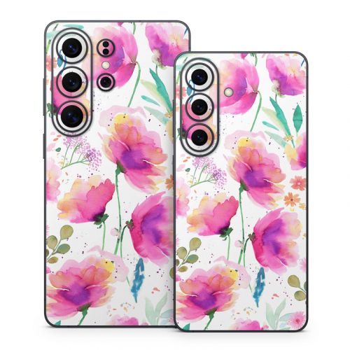 Abstract Pink Poppies Samsung Galaxy S26 Series Skin
