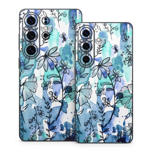 Blue Ink Floral Samsung Galaxy S26 Series Skin