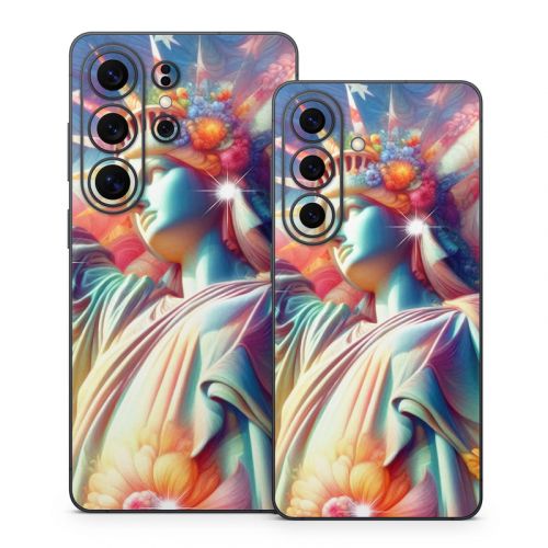 Lady Liberty and Flowers Samsung Galaxy S26 Series Skin