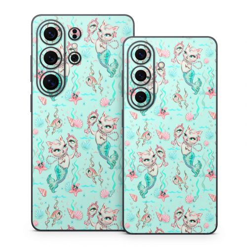 Merkittens with Pearls Aqua Samsung Galaxy S26 Series Skin
