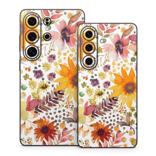Summer Watercolor Sunflowers Samsung Galaxy S26 Series Skin