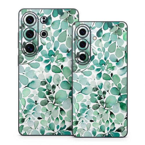 Watercolor Eucalyptus Leaves Samsung Galaxy S26 Series Skin