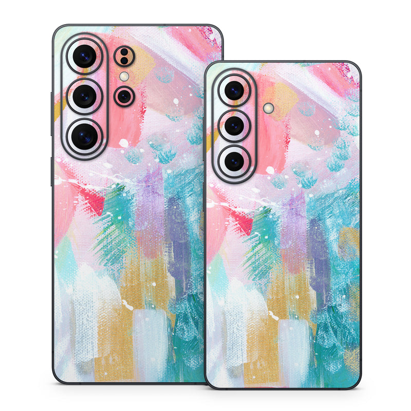Samsung Galaxy S26 Series Skin design of Colorfulness, Art paint, Paint, Pink, Creative arts, Art, Aqua, Magenta, Tints and shades, Font, with white, blue, pink, purple, green, yellow colors