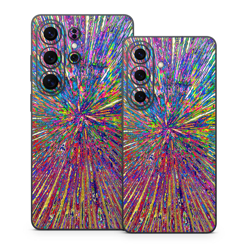 Samsung Galaxy S26 Series Skin design of Blue, Red, Yellow, Orange, Pink, Psychedelic art, Modern art, Pattern, with yellow, red, orange, blue, green, purple colors