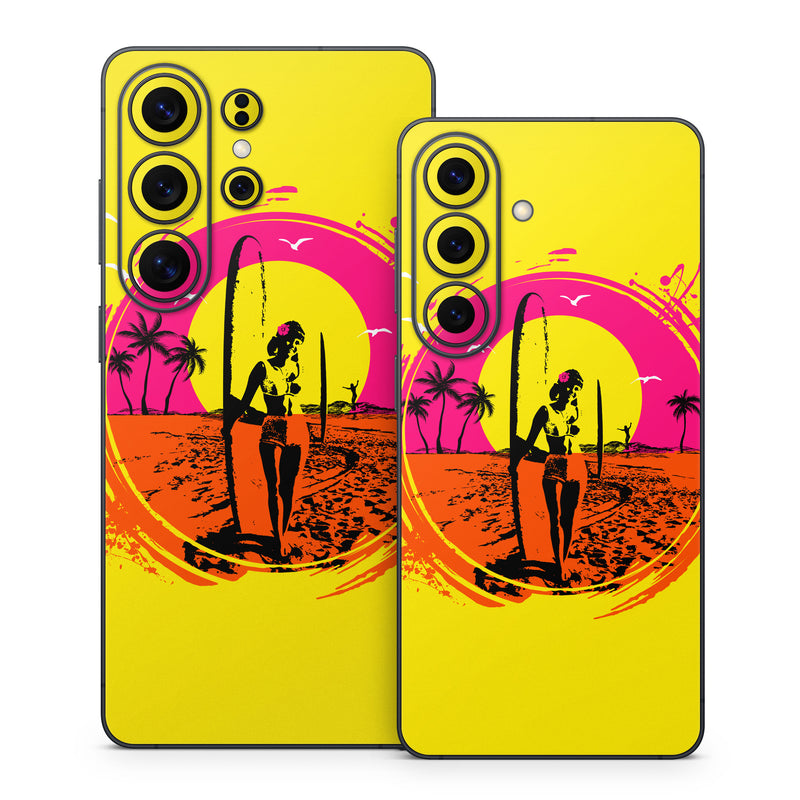 Samsung Galaxy S26 Series Skin design of Palm trees, Graphic design, Graphics, Surfing--Equipment and supplies, Surfboard, Silhouette