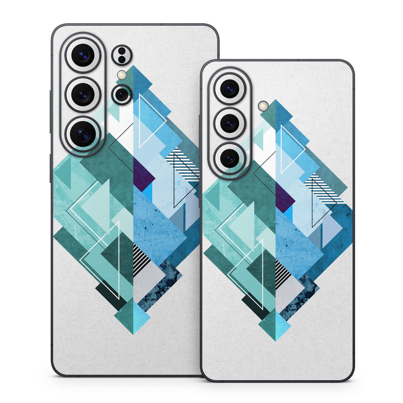 Samsung Galaxy S26 Series Skin design of Blue, Turquoise, Illustration, Graphic design, Design, Line, Logo, Triangle, Graphics, with gray, blue, purple colors