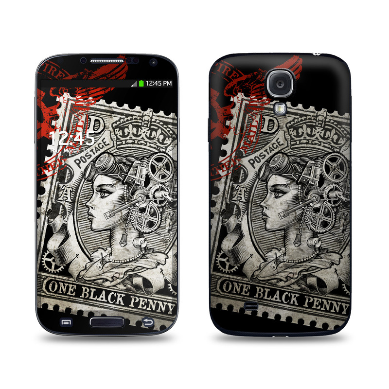 Samsung Galaxy S4 Skin design of Font, Postage stamp, Illustration, Drawing, Art, with black, gray, red colors
