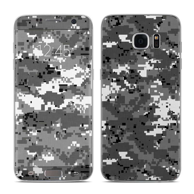 Samsung Galaxy S7 Edge Skin design of Military camouflage, Pattern, Camouflage, Design, Uniform, Metal, Black-and-white with black, gray colors