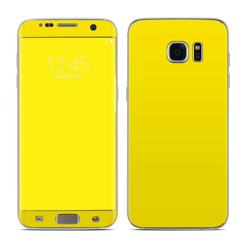 Samsung Galaxy S7 Edge Skin design of Green, Yellow, Orange, Text, Font, with yellow colors