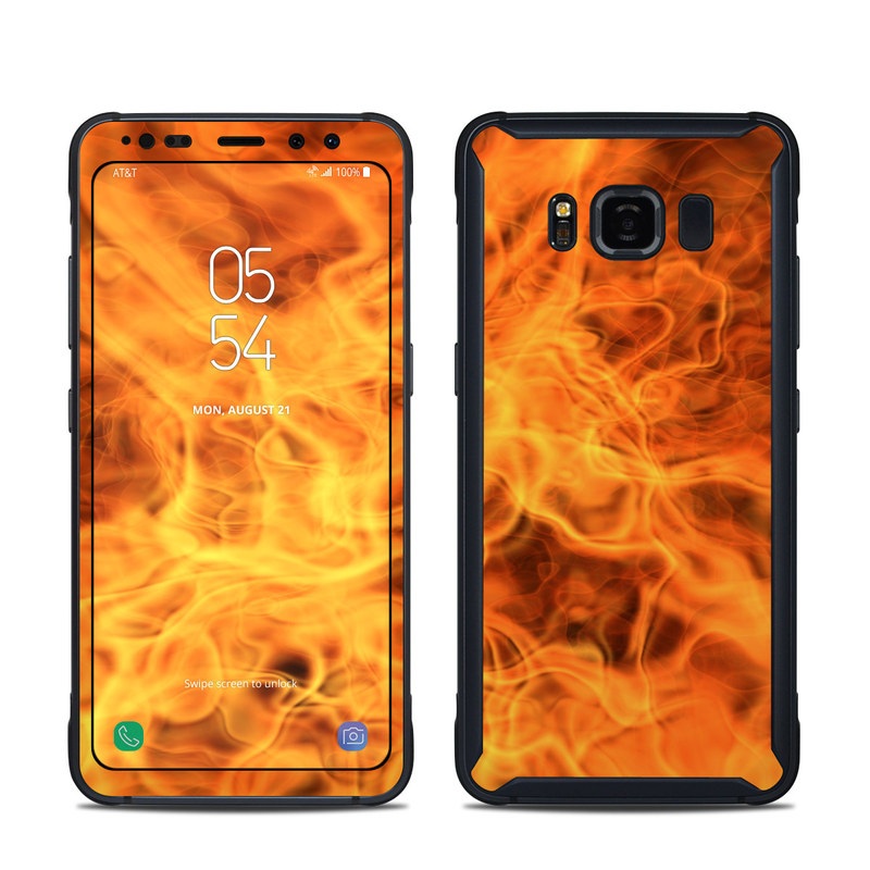 Samsung Galaxy S8 Active Skin design of Flame, Fire, Heat, Orange, with red, orange, black colors
