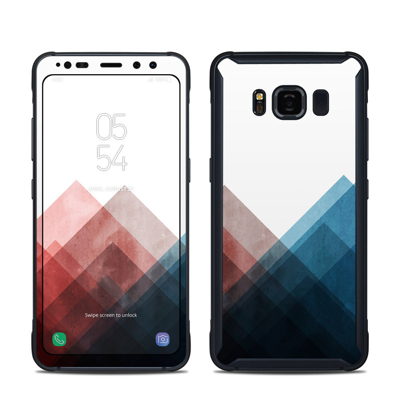 Samsung Galaxy S8 Active Skin design of Blue, Red, Sky, Pink, Line, Architecture, Font, Graphic design, Colorfulness, Illustration with red, pink, blue colors