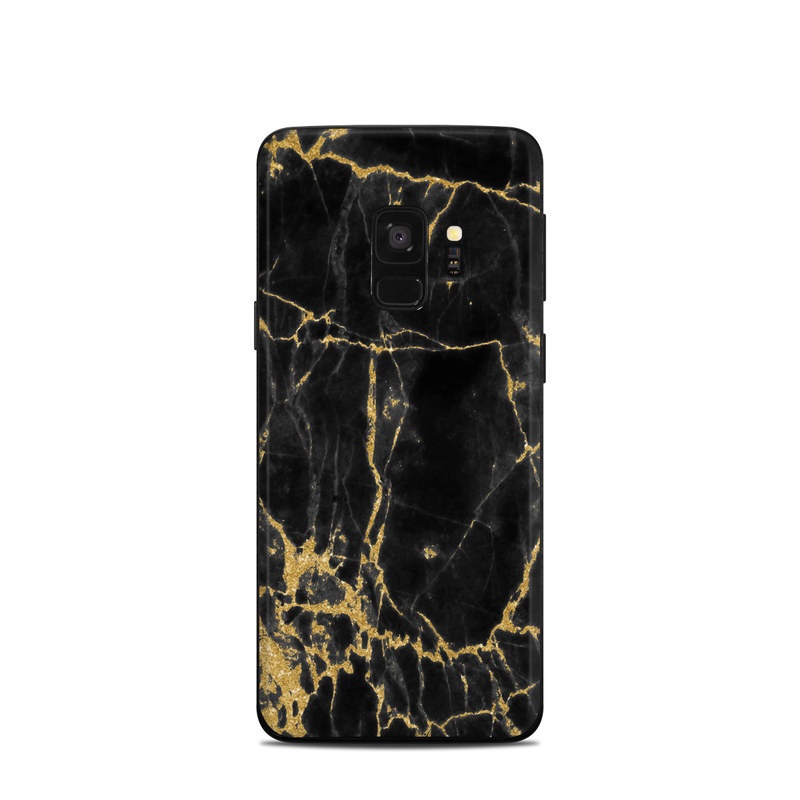 Samsung Galaxy S9 Skin design of Black, Yellow, Water, Brown, Branch, Leaf, Rock, Tree, Marble, Sky with black, yellow colors