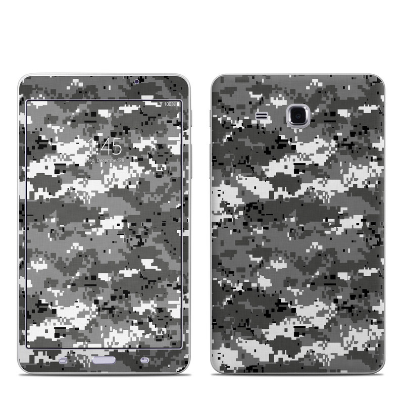 Samsung Galaxy Tab A 7.0 Skin design of Military camouflage, Pattern, Camouflage, Design, Uniform, Metal, Black-and-white with black, gray colors