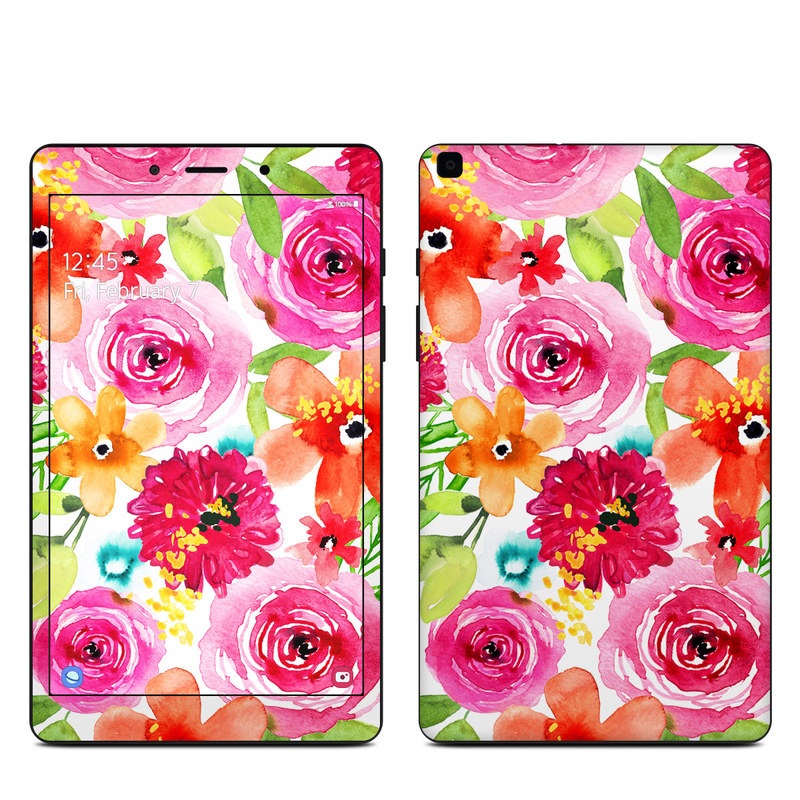 Samsung Galaxy Tab A 8.0 2019 Skin design of Flower, Cut flowers, Floral design, Plant, Pink, Bouquet, Petal, Flower Arranging, Artificial flower, Clip art, with pink, red, green, orange, yellow, blue, white colors