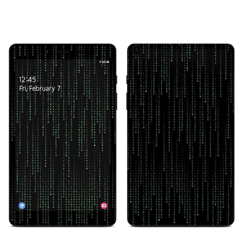 Samsung Galaxy Tab A 8.0 2019 Skin design of Green, Black, Pattern, Symmetry, with black colors