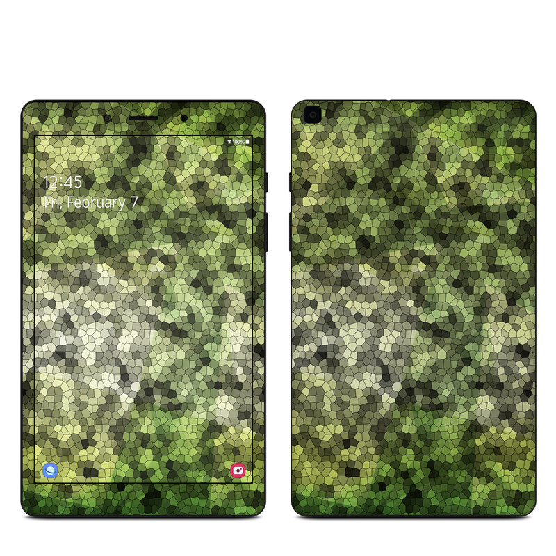 Samsung Galaxy Tab A 8.0 2019 Skin design of Green, Grass, Leaf, Plant, Pattern, Groundcover with black, white, green, gray colors