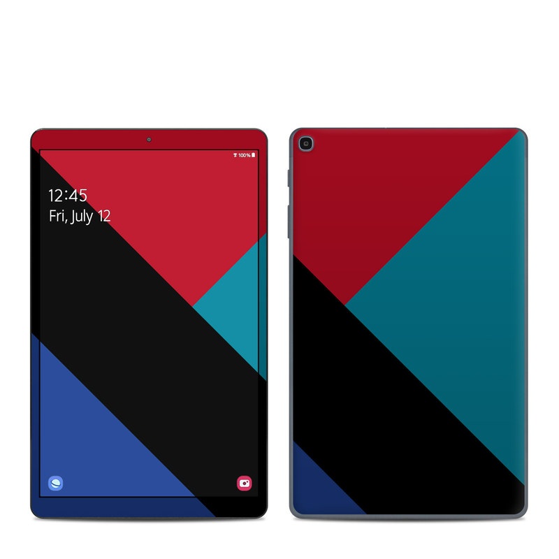 Samsung Galaxy Tab A 10.1 2019 Skin design of Blue, Green, Turquoise, Azure, Teal, Electric blue, Line, Pattern, Design, Graphic design, with black, blue, red colors