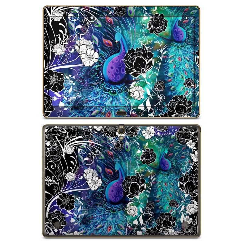 Samsung Galaxy Tab S 10.5 Skin design of Pattern, Psychedelic art, Organism, Turquoise, Purple, Graphic design, Art, Design, Illustration, Fractal art, with black, blue, gray, green, white colors
