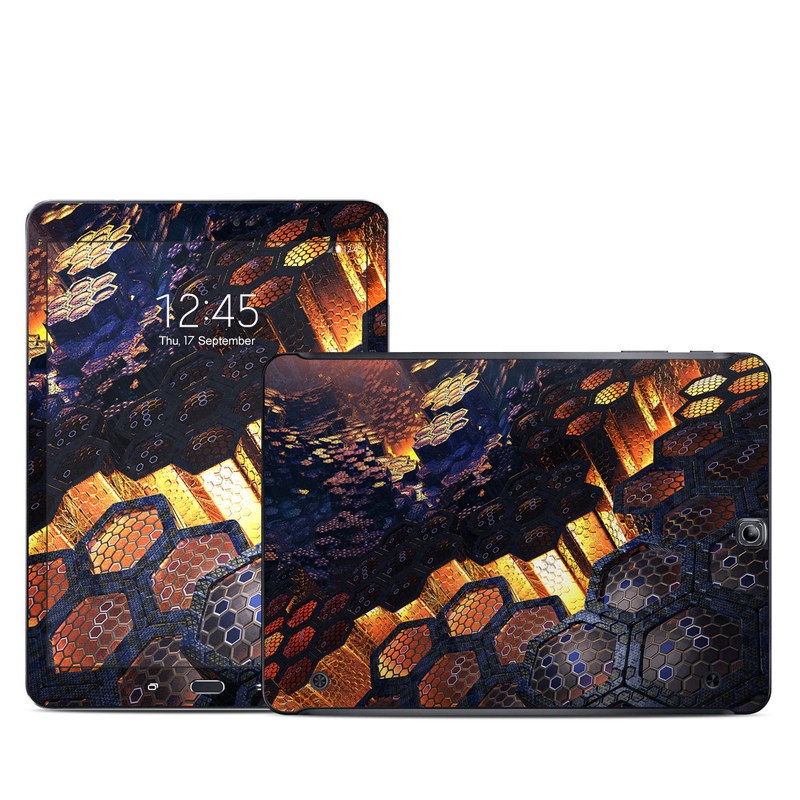 Samsung Galaxy Tab S2 9.7 Skin design of Geological phenomenon, Sky, Water, Cobblestone, Rock, Reflection, Colorfulness, World, Art, with black, red, green colors