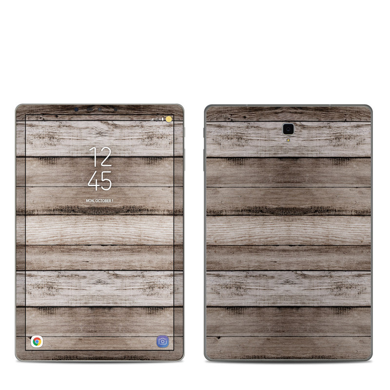 Samsung Galaxy Tab S4 Skin design of Wood, Plank, Wood stain, Hardwood, Line, Pattern, Floor, Lumber, Wood flooring, Plywood with brown, black colors
