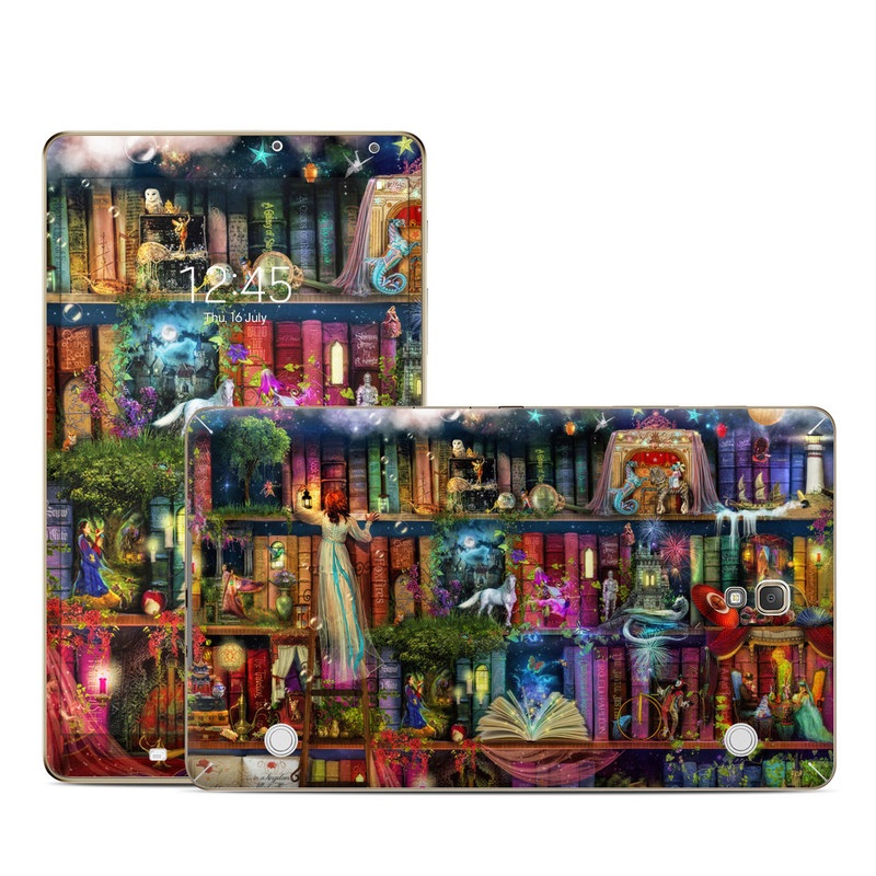 Samsung Galaxy Tab S 8.4 Skin design of Painting, Art, Theatrical scenery, with black, red, gray, green, blue colors