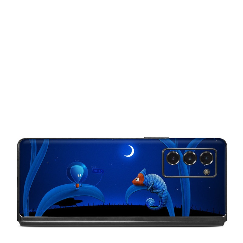 Samsung Galaxy Z Fold2 Skin design of Organism, Astronomical object, Space, Illustration, Night, Graphics, with black, blue, orange colors
