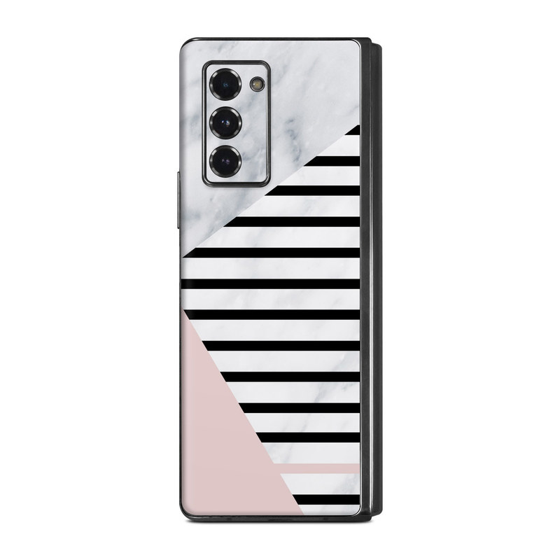 Samsung Galaxy Z Fold2 Skin design of White, Line, Architecture, Stairs, Parallel, with gray, black, white, pink colors