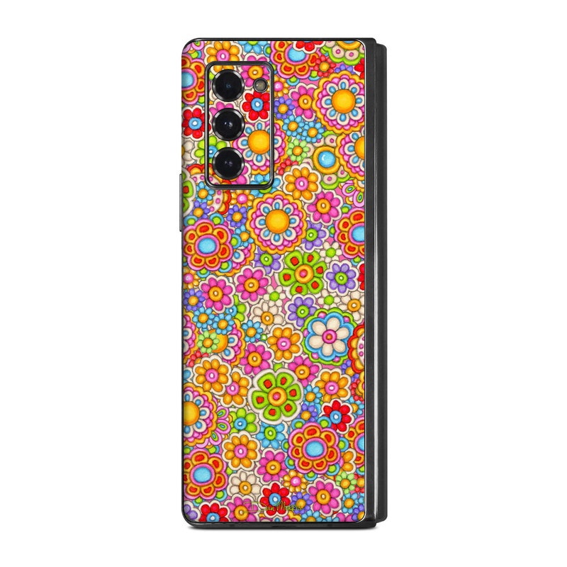Samsung Galaxy Z Fold2 Skin design of Pattern, Design, Textile, Visual arts, with pink, red, orange, yellow, green, blue, purple colors