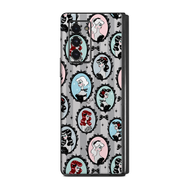 Samsung Galaxy Z Fold2 Skin design of Pattern, Design, Textile, Visual arts, Circle, Art, with black, blue, gray, yellow, red, pink colors