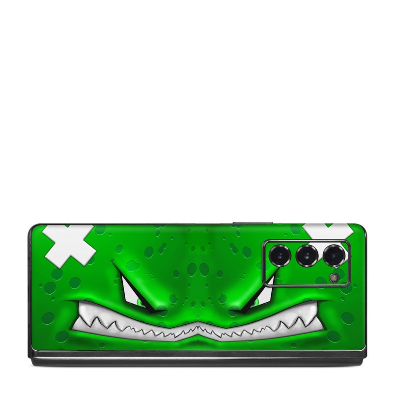 Samsung Galaxy Z Fold2 Skin design of Green, Font, Animation, Logo, Graphics, Games, with green, white colors