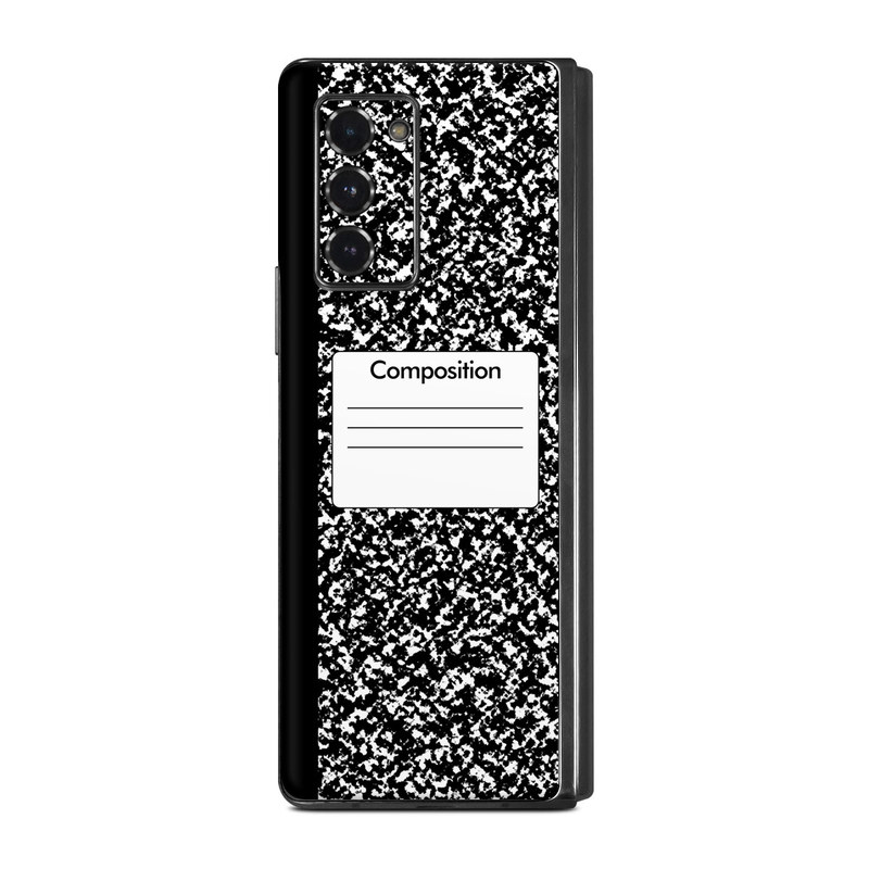 Samsung Galaxy Z Fold2 Skin design of Text, Font, Line, Pattern, Black-and-white, Illustration, with black, gray, white colors