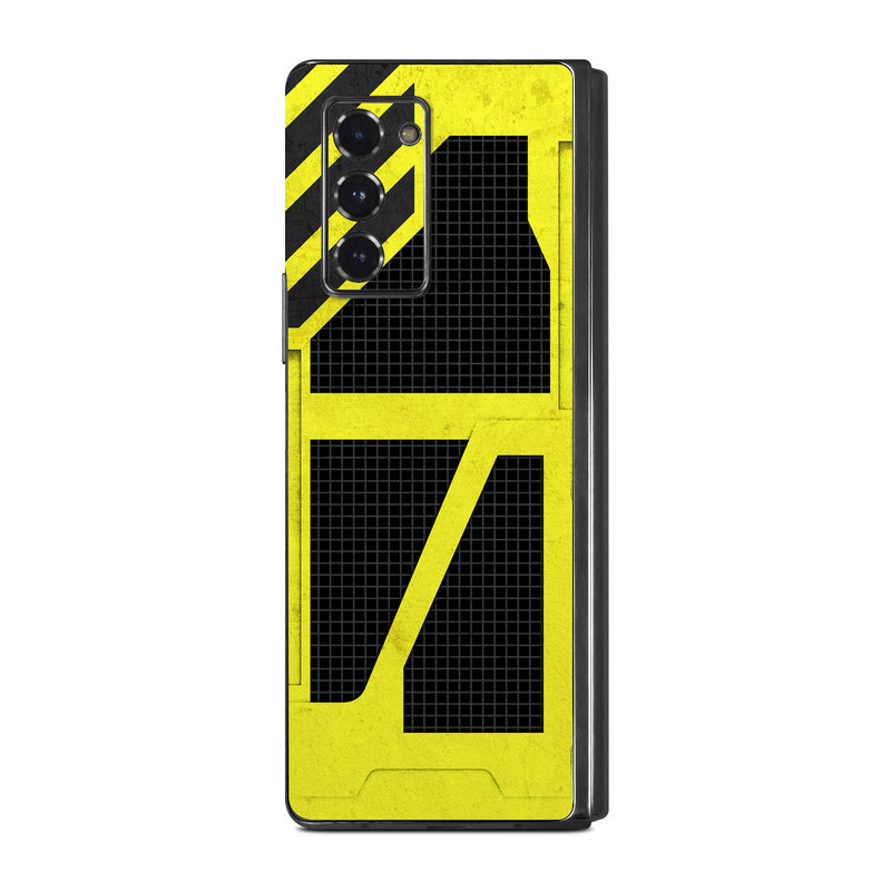 Samsung Galaxy Z Fold2 Skin design of Yellow, Green, Font, Pattern, Graphic design, with black, yellow, gray, blue, green colors